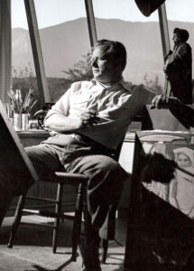 Millard Sheets in his Padua Hills studio in the early 1950s. Photo for Life Magazine from Sheets Family Archive.